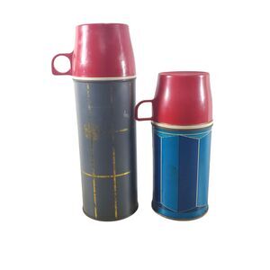Vintage Thermos Set of 2 1960s 1970s Retro Home Decor MCM Instant Collection